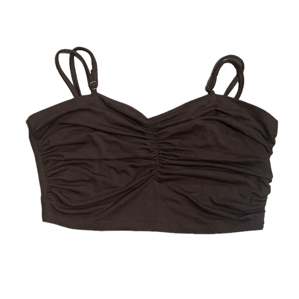 Brown Rouched Crop Top